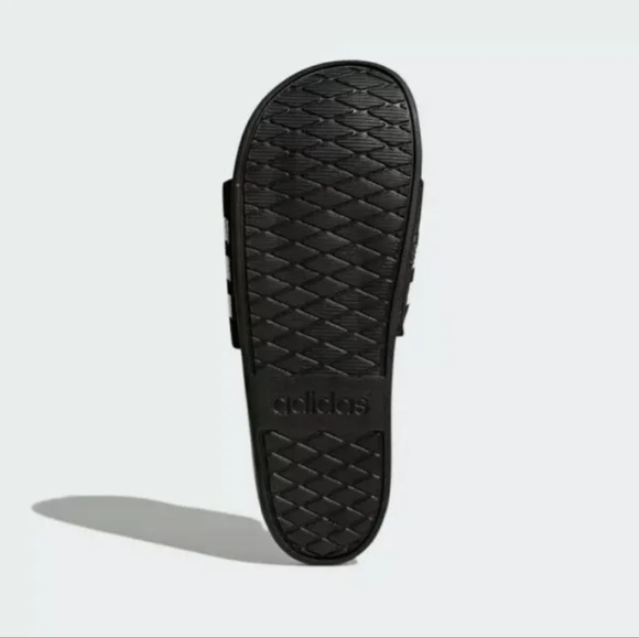Adidas Adilette Comfort Slides- Black/White - Picture 6 of 8